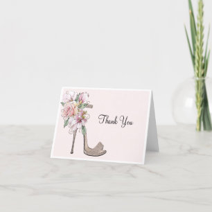 Tarjeta De Agradecimiento Zapato de tacón alto Floral Glam