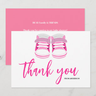 Tarjeta De Agradecimiento Zapatos de bebé niña azul acuarela Baby Shower 