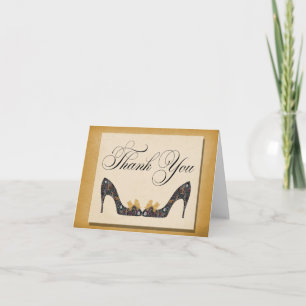 Tarjeta De Agradecimiento Zapatos de oro vintage Gracias Cartas