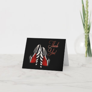 Tarjeta De Agradecimiento Zapatos de tacón alto cebra rojo negro oro Gracias