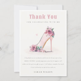 Tarjeta De Agradecimiento Zapatos de tacón alto de color rosa suave para fie