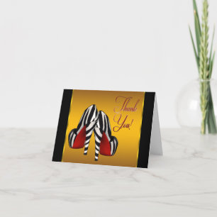 Tarjeta De Agradecimiento Zapatos de tacón alto Rojo Negro Amarillo Oro Cebr