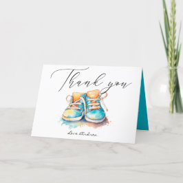 Tarjeta De Agradecimiento Zapatos para bebés | Baby Shower Blue Boy