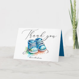 Tarjeta De Agradecimiento Zapatos para bebés | Baby Shower Blue Boy