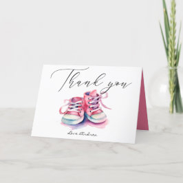 Tarjeta De Agradecimiento Zapatos para bebés | Chica rosa Baby Shower