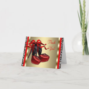 Tarjeta De Agradecimiento Zapatos Rojos de Tacón Alto Gracias Rojos
