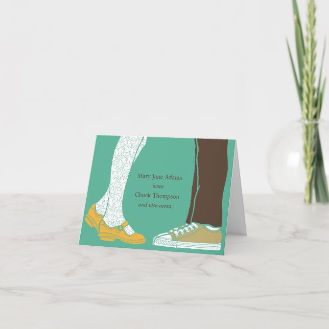 Tarjeta De Agradecimiento Zapatos y zapatillas de mujer Boda ilustrado (Mint (Anverso)