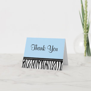Tarjeta De Agradecimiento Zebra azul y negra gracias