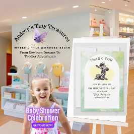 Tarjeta de agradecimiento Zebra Baby Shower Flat