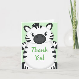 Tarjeta De Agradecimiento Zebra Baby Shower Green