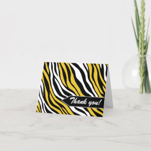 Tarjeta De Agradecimiento Zebra Print Mix Yellow Gracias Cartas