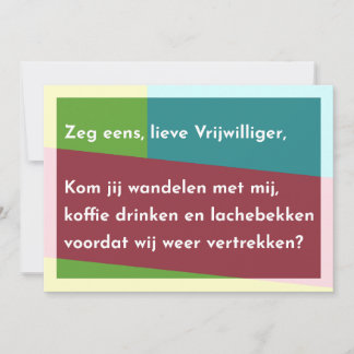 Tarjeta De Agradecimiento Zeg eens, lieve Vrijwilliger