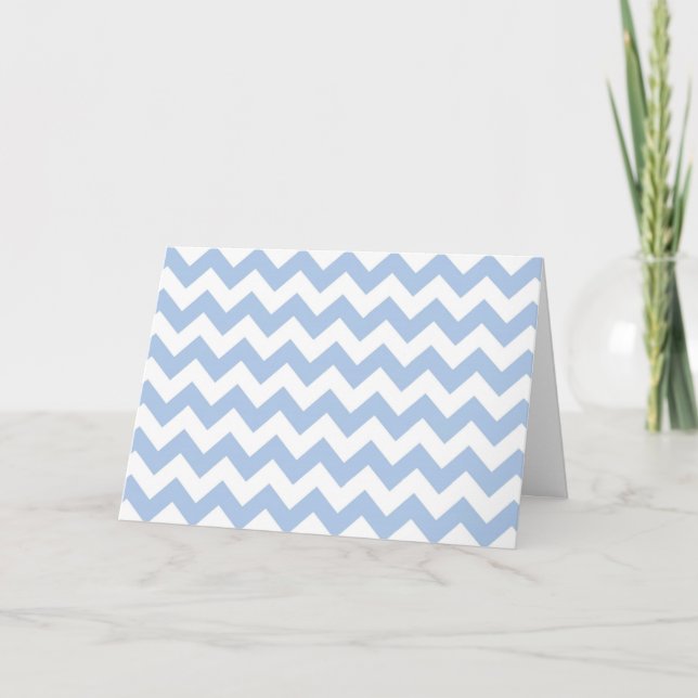 Tarjeta De Agradecimiento Zigzag azul claro y blanco (Anverso)