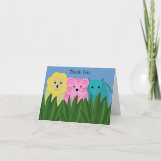 Tarjeta De Agradecimiento Zoológico de Dibujos Animados Gracias Animal