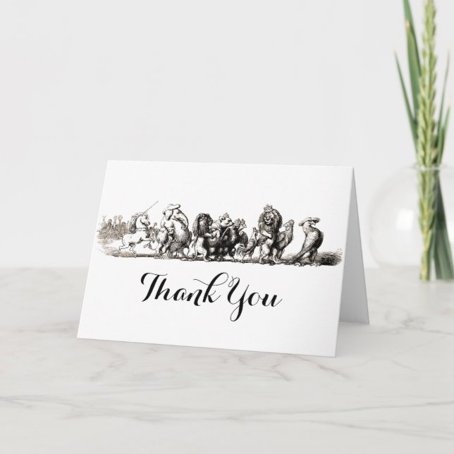 Tarjeta De Agradecimiento Zoológico de leones de unicornio de arte animal (Anverso)