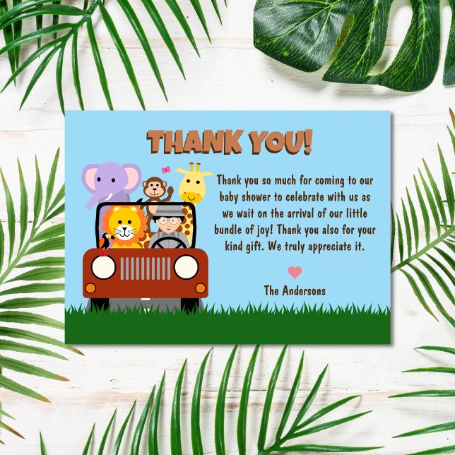 Tarjeta De Agradecimiento Zoológico Jungle Safari Zoo Baby Shower (Subido por el creador)