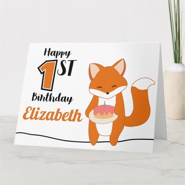 Tarjeta De Agradecimiento Zorro de cumpleaños 1 (Anverso)