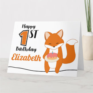 Tarjeta De Agradecimiento Zorro de cumpleaños 1
