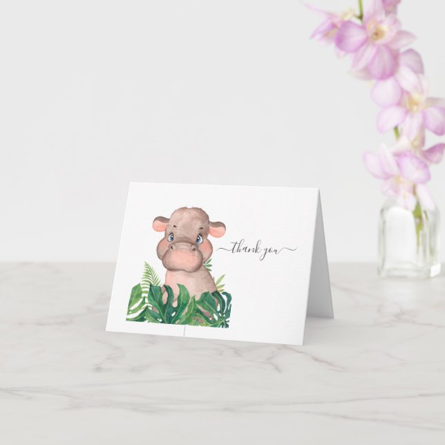 Tarjeta de agua de la jungla de Baby Shower Hippo (Orquídea)