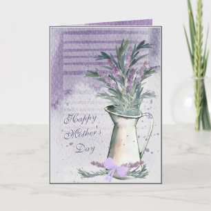 Tarjeta de agua de lavanda y color de rosa para la