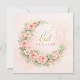 Tarjeta de agua floral Eid Mubarak – Romántica Isl