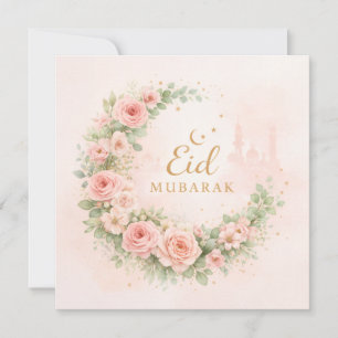Tarjeta de agua floral Eid Mubarak – Romántica Isl