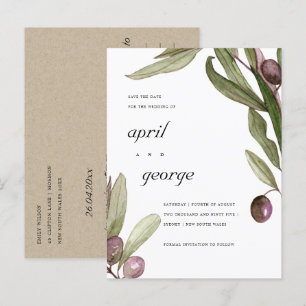TARJETA DE AHORRO DE AGUA DE OLIVO FLORAL FOLIAGE