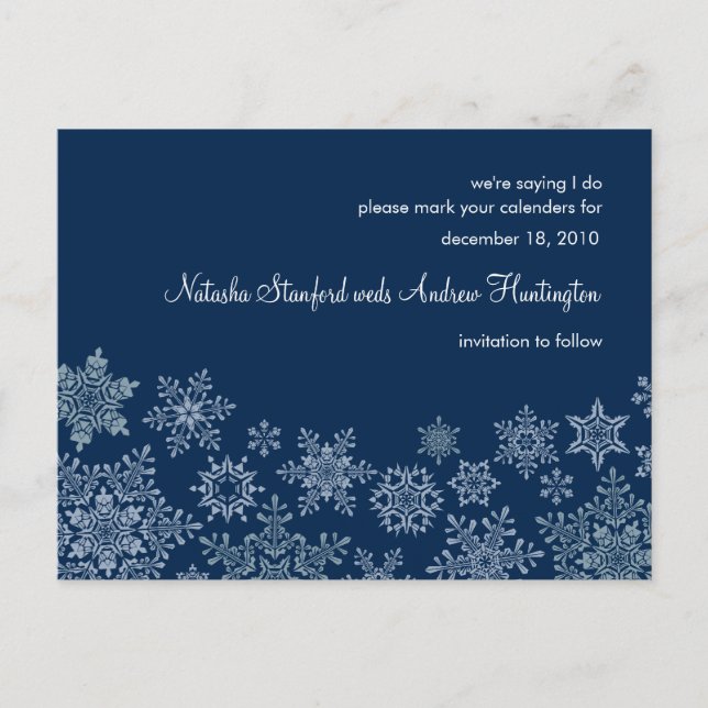 Tarjeta de Ahorro de Boda Copos de Nieve de Invier (Anverso)