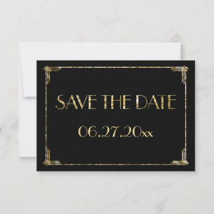 Tarjeta de Ahorro de Boda de Arte Deco Dorado Pequ