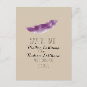 Tarjeta de Ahorro de Boda de Pluma de Acuarela Púr