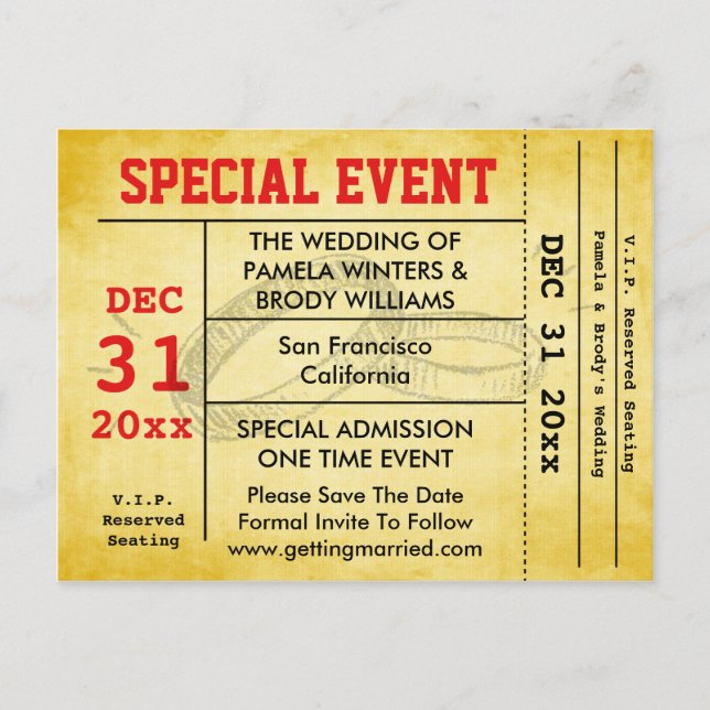 Tarjeta de Ahorro de Evento Especial de Boda (Anverso)