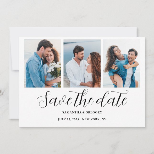 Tarjeta de Ahorro de Fecha de Boda con Collage de  (Anverso)