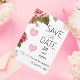 Tarjeta de Ahorro de Fecha de Boda con Corazón Flo