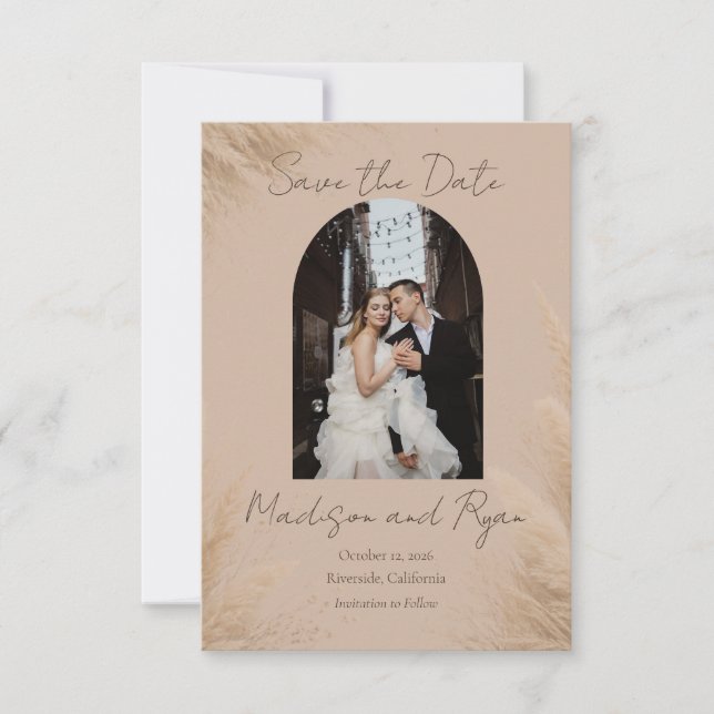 Tarjeta de Ahorro de Fecha de Boda con Foto de Pam (Anverso)