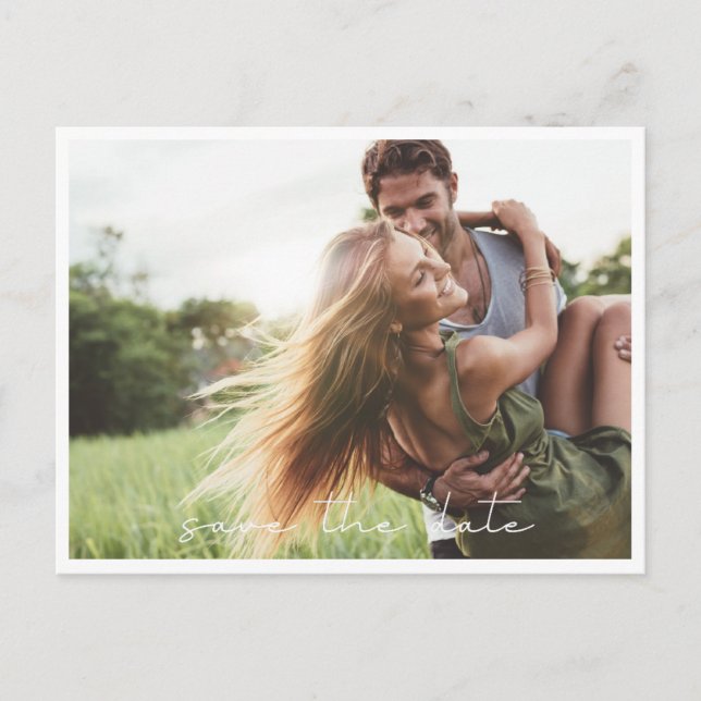Tarjeta de Ahorro de Fecha de Boda con Foto Simple (Anverso)