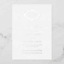 Tarjeta de Ahorro de Fecha de Boda de Hoja de Plat