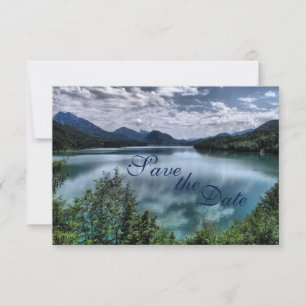 Tarjeta de Ahorro de Fecha de Boda de Lago de Mont