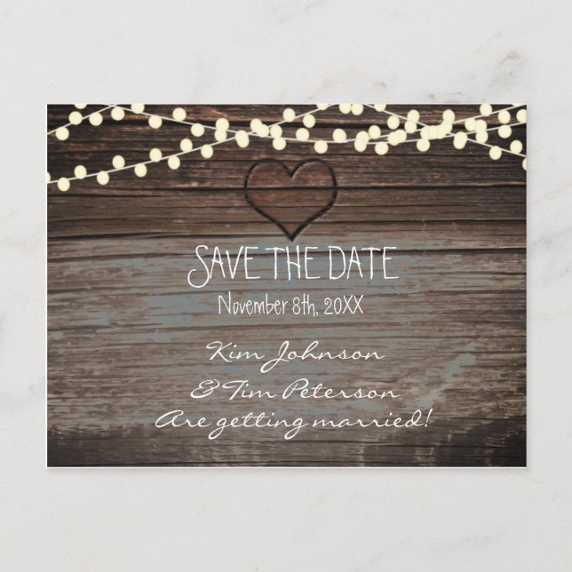 Tarjeta de Ahorro de Fecha de Boda de Madera de Co (Anverso)