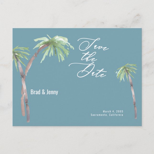 Tarjeta de Ahorro de Fecha de Boda Tropical Acuáti (Anverso)