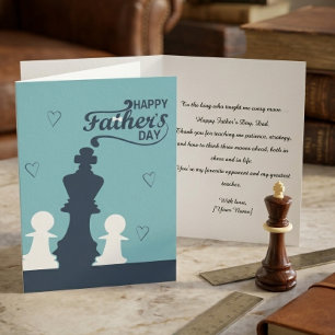 Tarjeta de ajedrez del Día del Padre del hijo