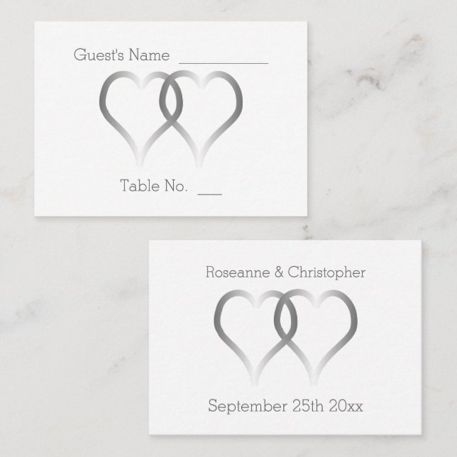 Tarjeta de ajuste de posición boda Corazones plate (Anverso / Reverso)