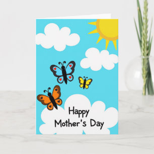 Tarjeta de Alas para el Día de la Madre Cielo Azur