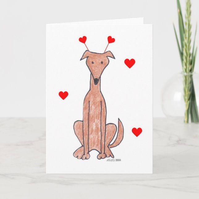 Tarjeta de alba de Valentine Ears Greyhound (Anverso)