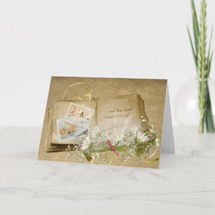Tarjeta de álbum de boda anticuada
