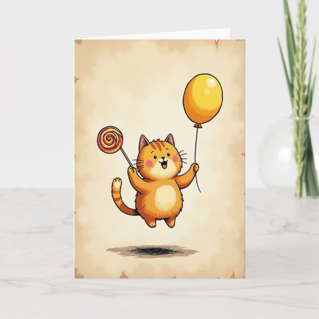 Tarjeta de alegría de felino a rayas (Anverso)