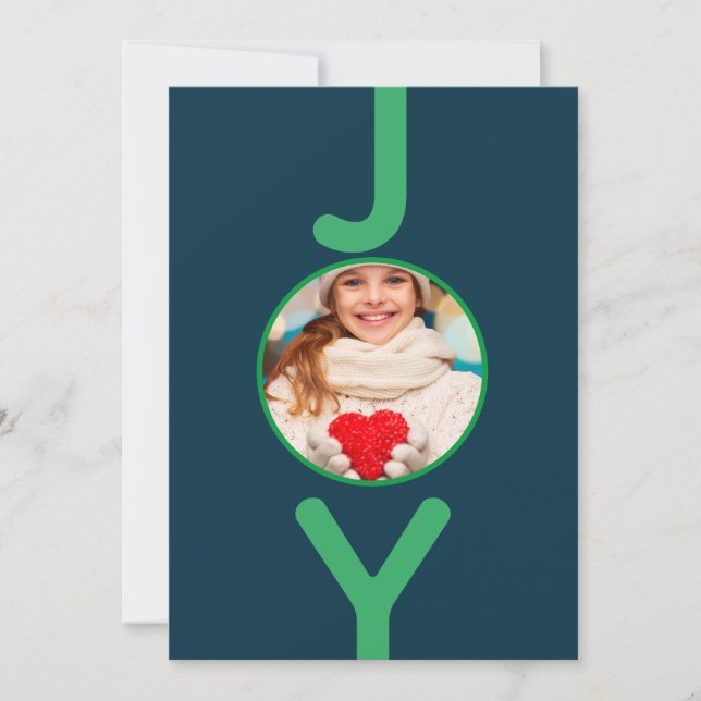 tarjeta de alegría de foto verde azul para navidad (Anverso)