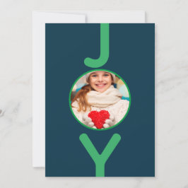 tarjeta de alegría de foto verde azul para navidad