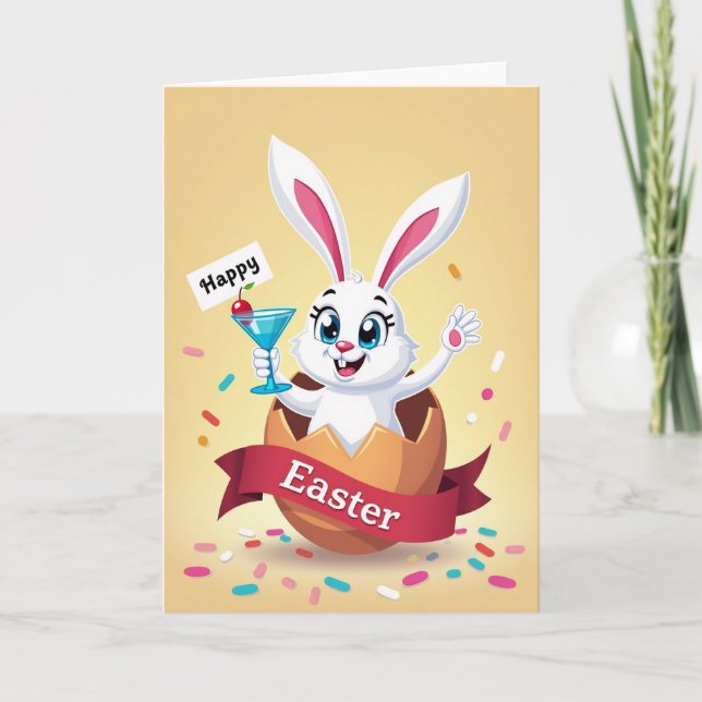 Tarjeta de alegría de Pascua Bunny Burst (Anverso)
