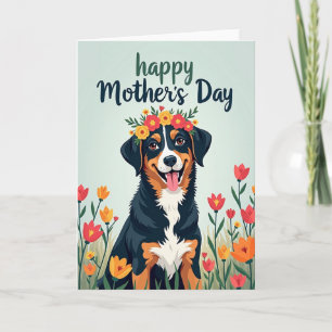 Tarjeta de alegría de perro floral