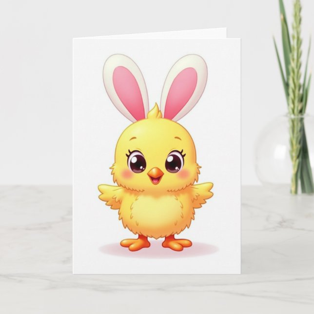 Tarjeta de Alegría de Pollito Esponjoso (Anverso)